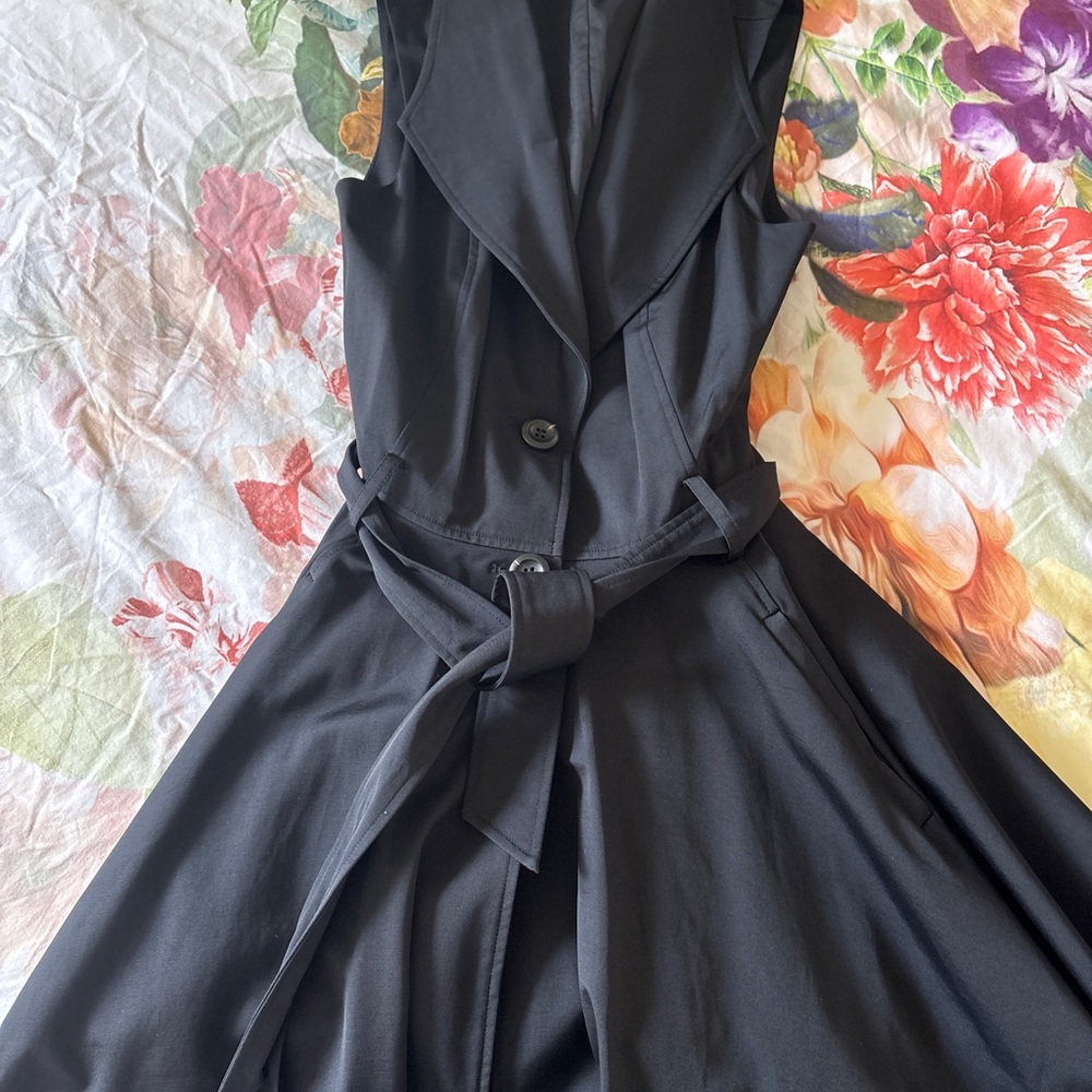 Bebe Black Sleeveless A-Line Trench Coat